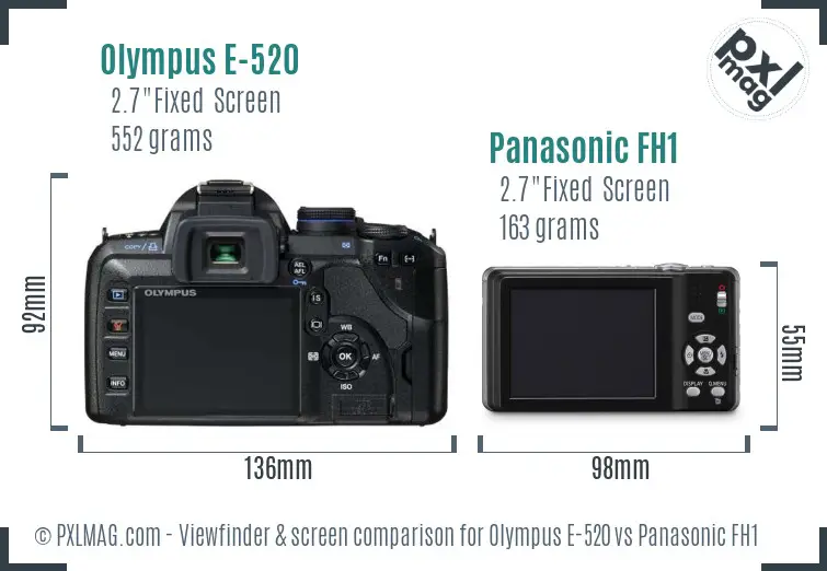 Olympus E-520 vs Panasonic FH1 Screen and Viewfinder comparison