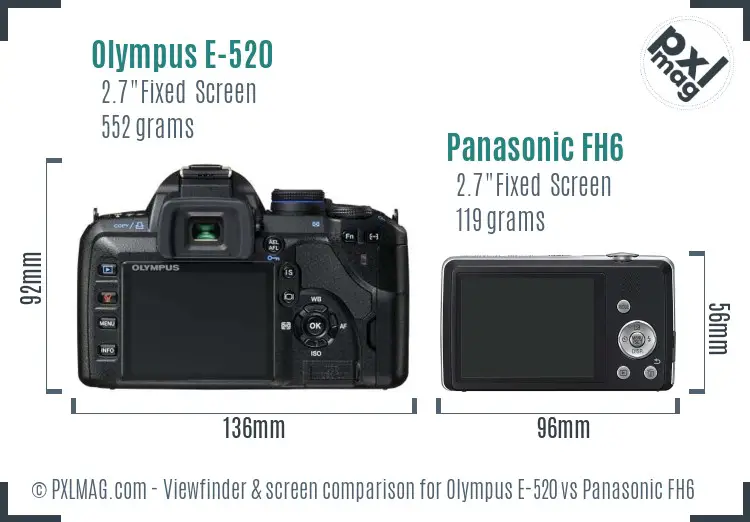 Olympus E-520 vs Panasonic FH6 Screen and Viewfinder comparison