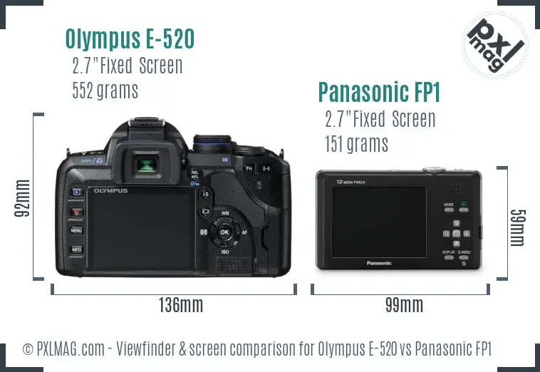 Olympus E-520 vs Panasonic FP1 Screen and Viewfinder comparison