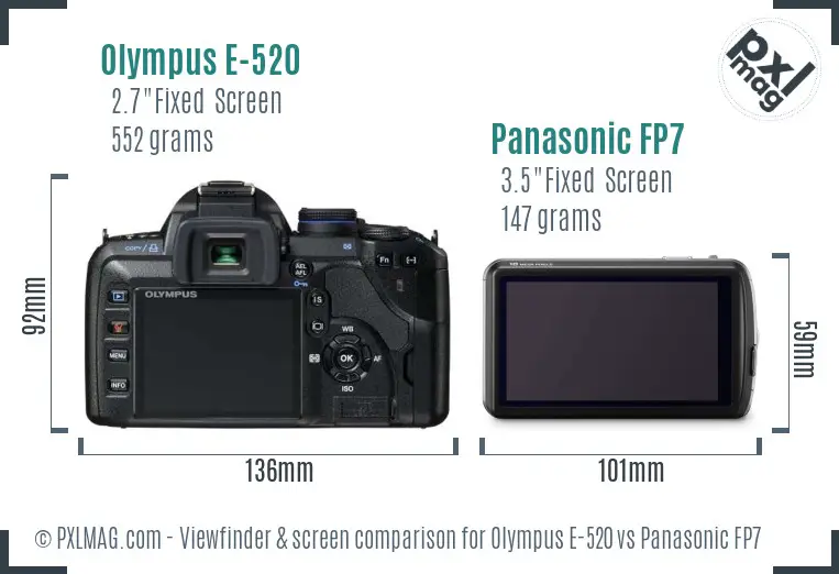 Olympus E-520 vs Panasonic FP7 Screen and Viewfinder comparison