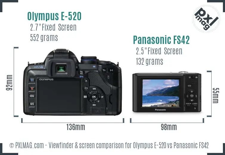 Olympus E-520 vs Panasonic FS42 Screen and Viewfinder comparison