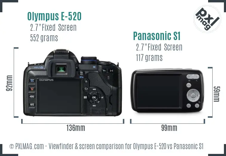 Olympus E-520 vs Panasonic S1 Screen and Viewfinder comparison