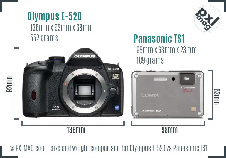 Olympus E-520 vs Panasonic TS1 size comparison