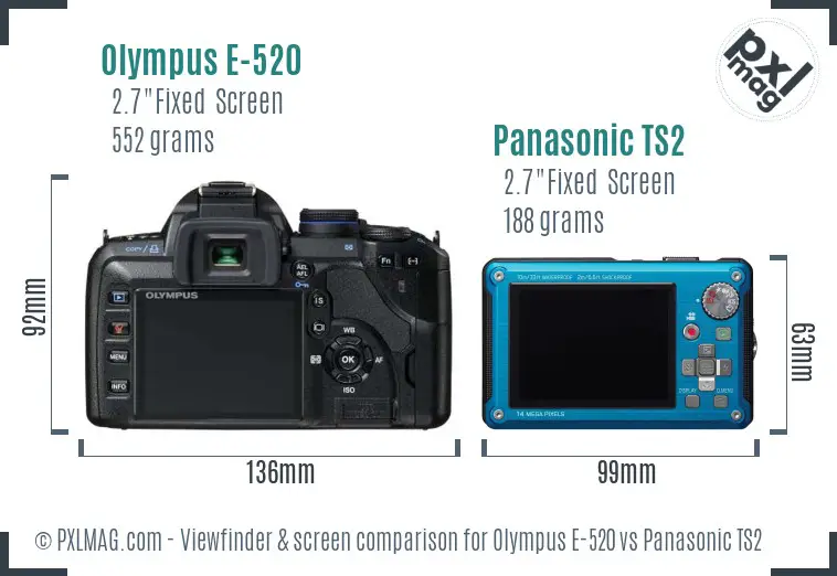 Olympus E-520 vs Panasonic TS2 Screen and Viewfinder comparison