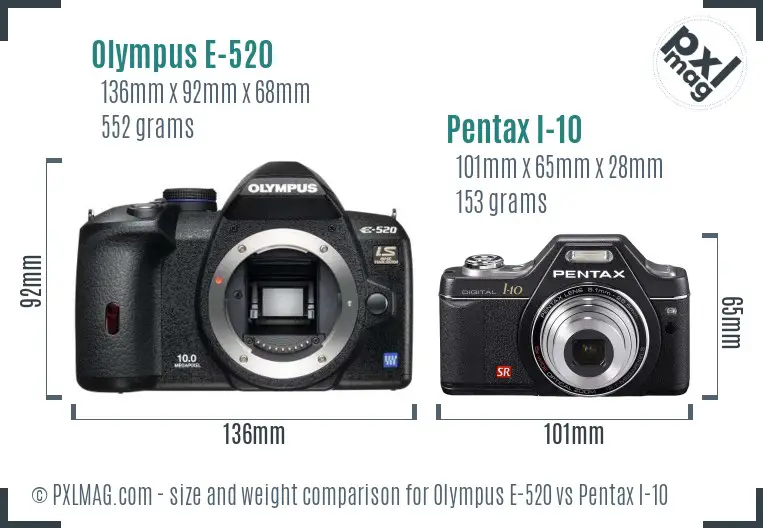 Olympus E-520 vs Pentax I-10 size comparison