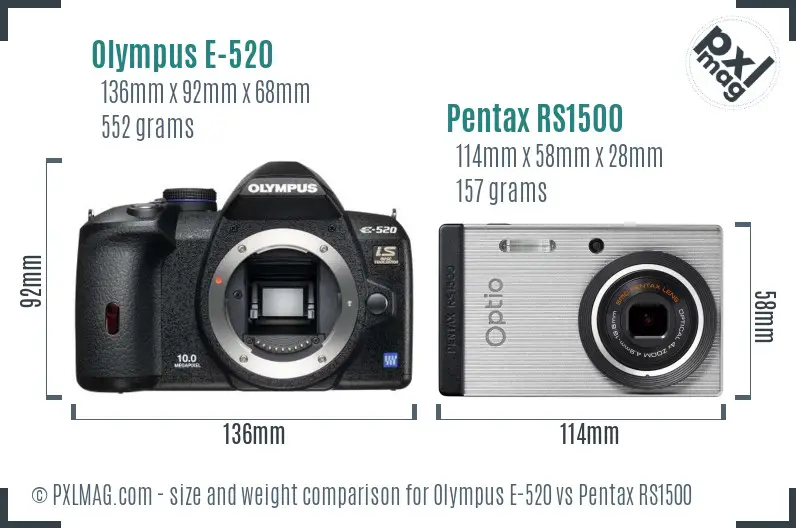 Olympus E-520 vs Pentax RS1500 size comparison