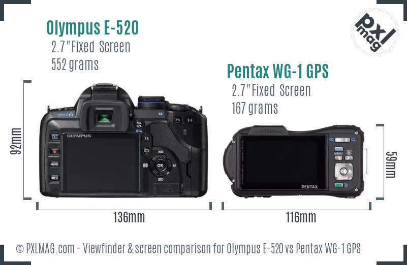 Olympus E-520 vs Pentax WG-1 GPS Screen and Viewfinder comparison