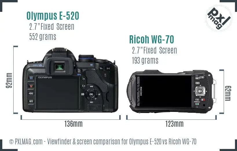 Olympus E-520 vs Ricoh WG-70 Screen and Viewfinder comparison Olympus E-520 vs Ricoh WG-70 Screen and Viewfinder comparison
