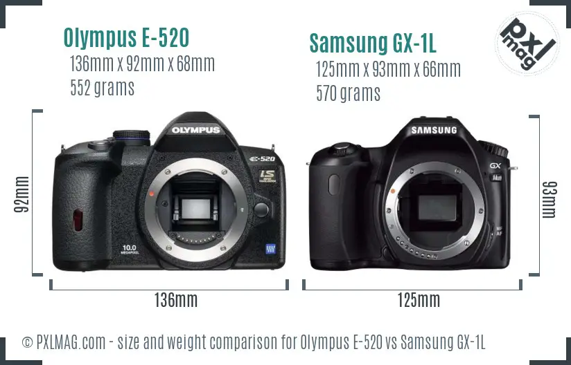 Olympus E-520 vs Samsung GX-1L size comparison