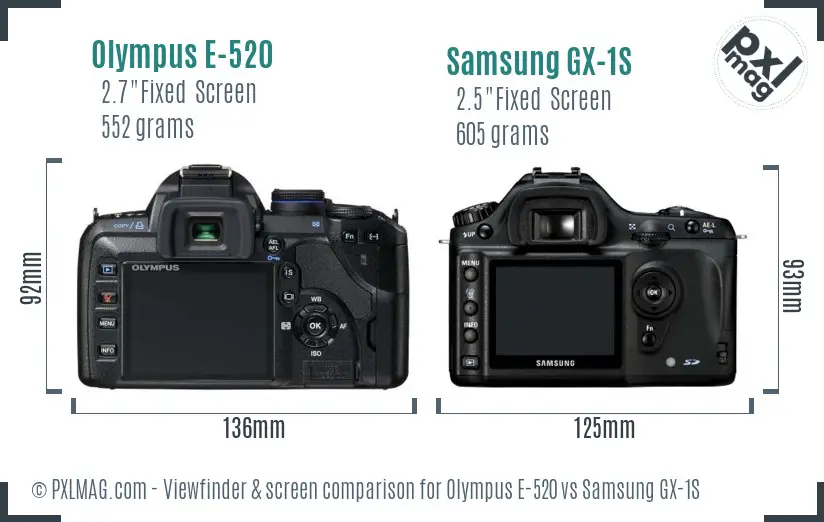 Olympus E-520 vs Samsung GX-1S Screen and Viewfinder comparison Olympus E-520 vs Samsung GX-1S Screen and Viewfinder comparison