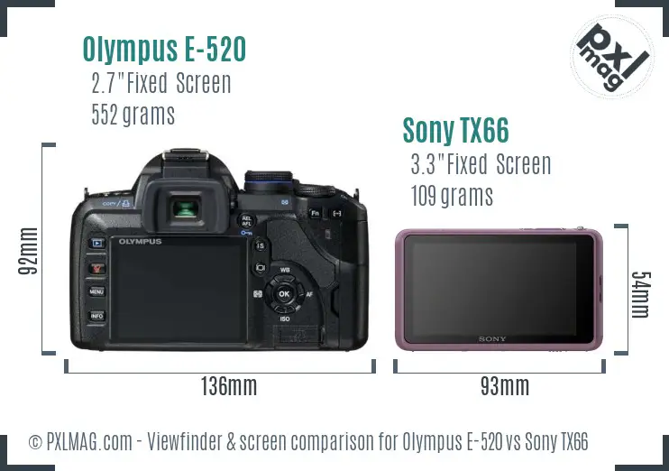 Olympus E-520 vs Sony TX66 Screen and Viewfinder comparison Olympus E-520 vs Sony TX66 Screen and Viewfinder comparison