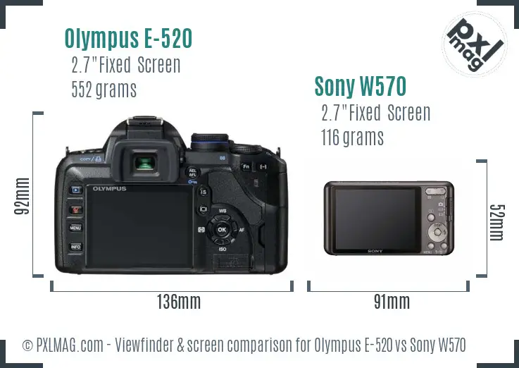 Olympus E-520 vs Sony W570 Screen and Viewfinder comparison Olympus E-520 vs Sony W570 Screen and Viewfinder comparison