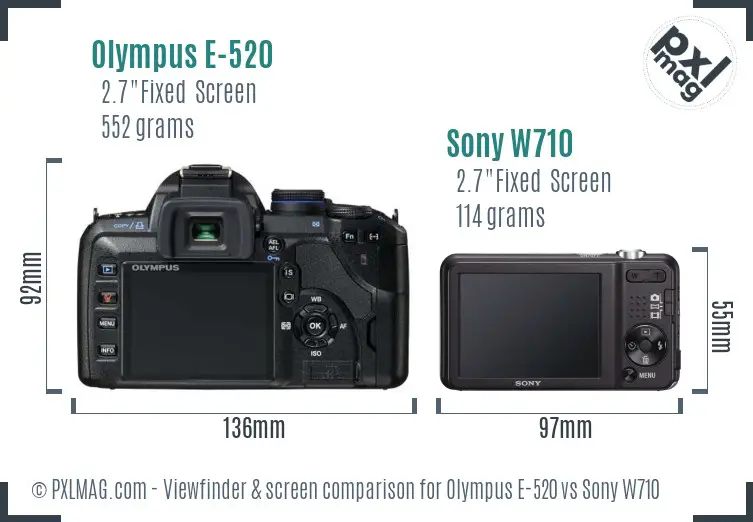 Olympus E-520 vs Sony W710 Screen and Viewfinder comparison