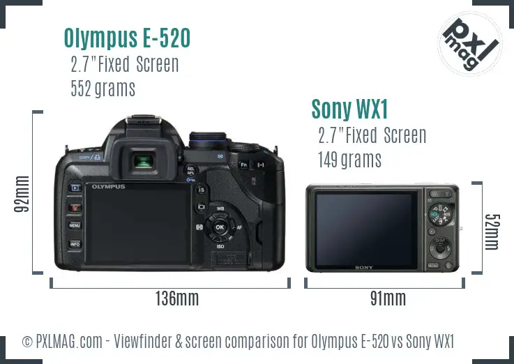 Olympus E-520 vs Sony WX1 Screen and Viewfinder comparison