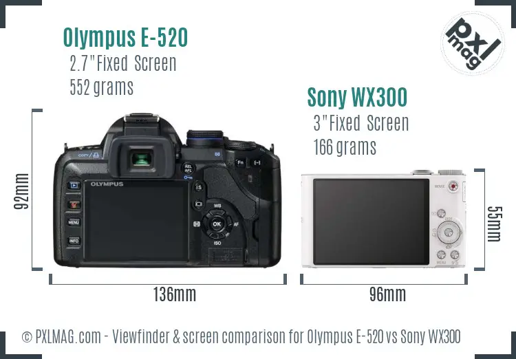 Olympus E-520 vs Sony WX300 Screen and Viewfinder comparison