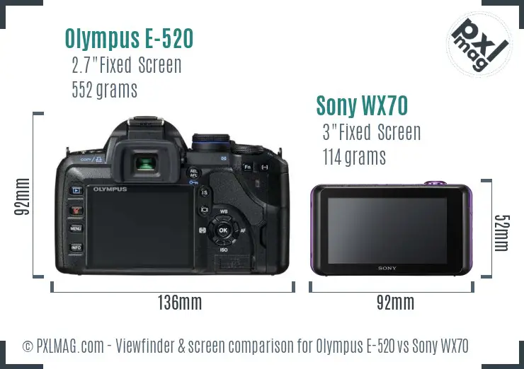 Olympus E-520 vs Sony WX70 Screen and Viewfinder comparison