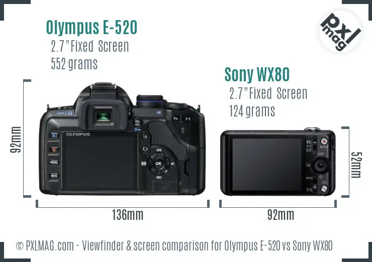 Olympus E-520 vs Sony WX80 Screen and Viewfinder comparison