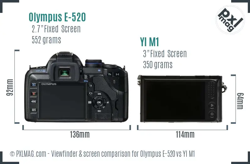 Olympus E-520 vs YI M1 Screen and Viewfinder comparison