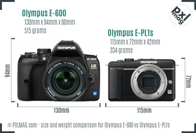Olympus E-600 vs Olympus E-PL1s size comparison