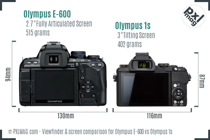 Olympus E-600 vs Olympus 1s Screen and Viewfinder comparison
