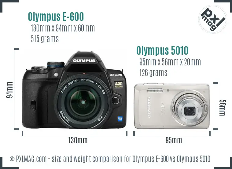 Olympus E-600 vs Olympus 5010 size comparison