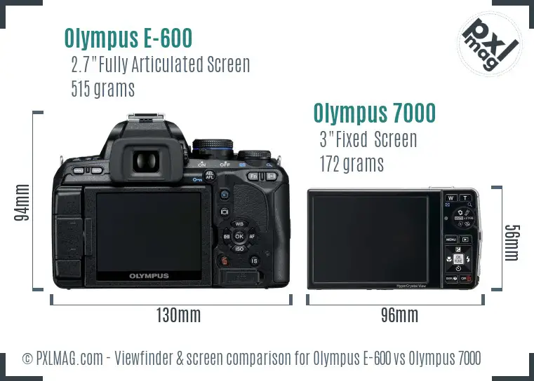 Olympus E-600 vs Olympus 7000 Screen and Viewfinder comparison