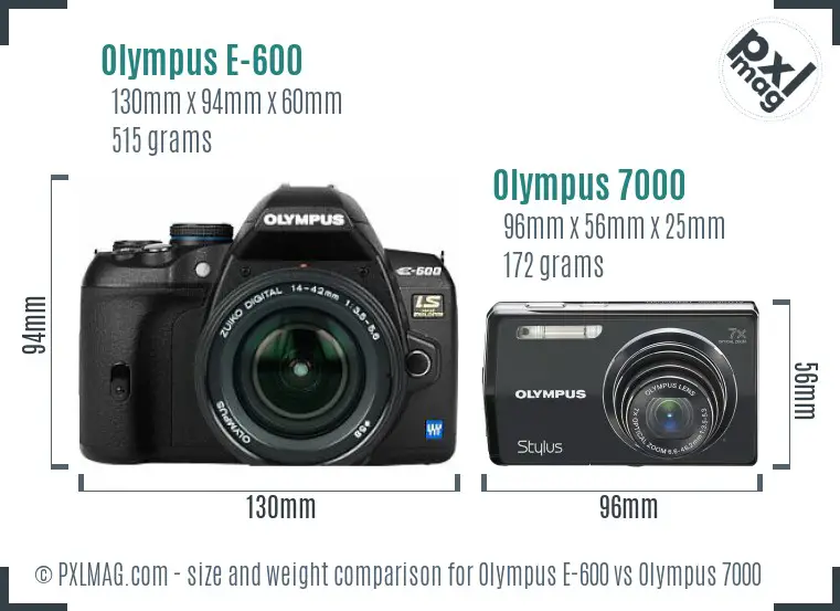 Olympus E-600 vs Olympus 7000 size comparison