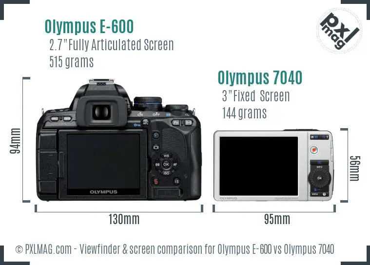 Olympus E-600 vs Olympus 7040 Screen and Viewfinder comparison