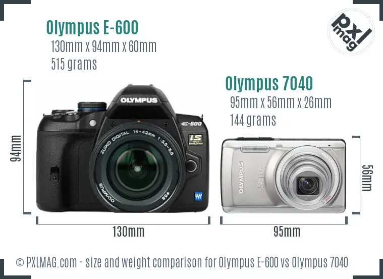 Olympus E-600 vs Olympus 7040 size comparison