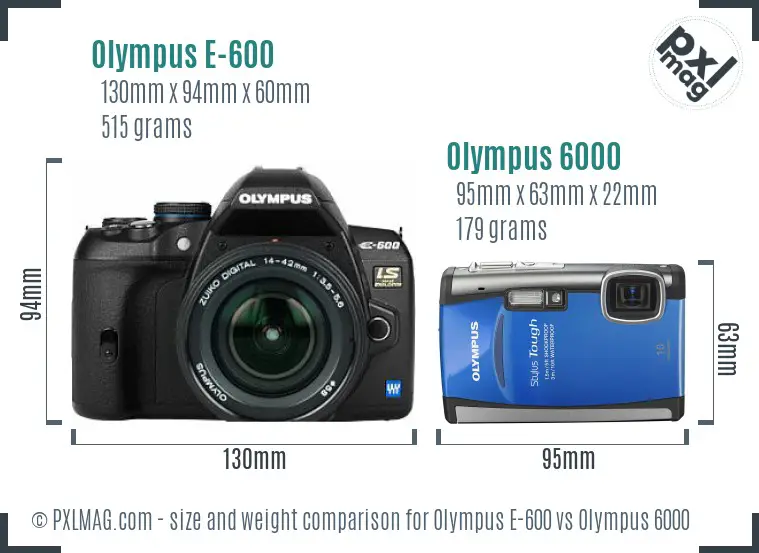 Olympus E-600 vs Olympus 6000 size comparison