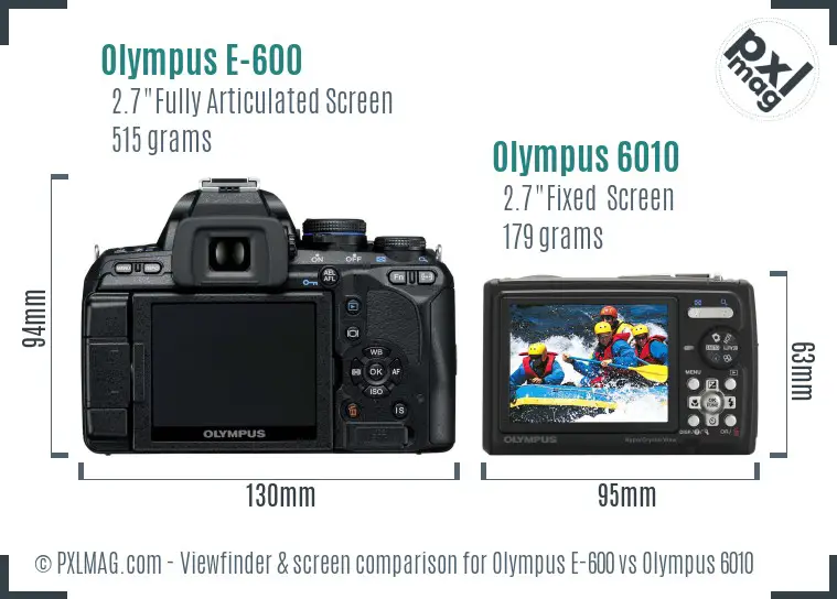 Olympus E-600 vs Olympus 6010 Screen and Viewfinder comparison