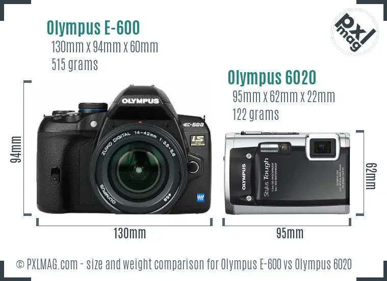 Olympus E-600 vs Olympus 6020 size comparison