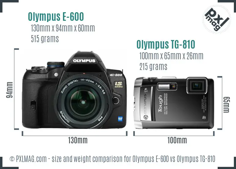 Olympus E-600 vs Olympus TG-810 size comparison