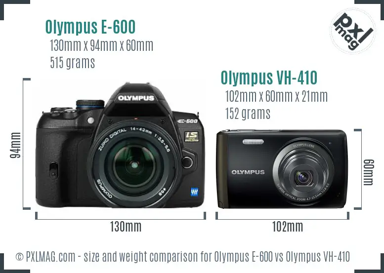 Olympus E-600 vs Olympus VH-410 size comparison