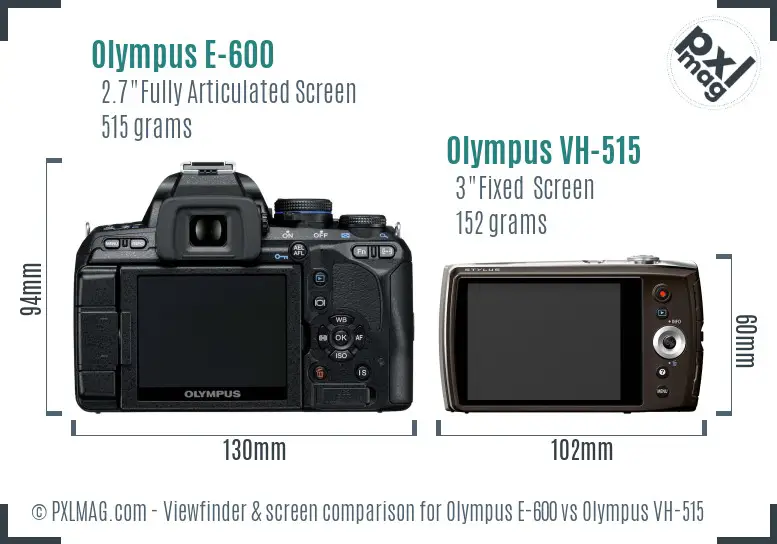 Olympus E-600 vs Olympus VH-515 Screen and Viewfinder comparison