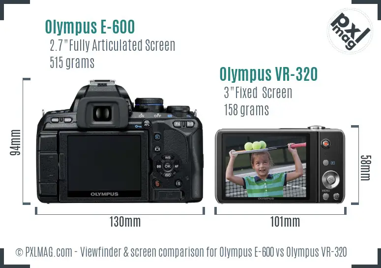 Olympus E-600 vs Olympus VR-320 Screen and Viewfinder comparison