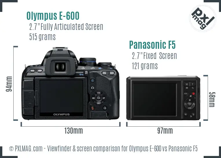 Olympus E-600 vs Panasonic F5 Screen and Viewfinder comparison