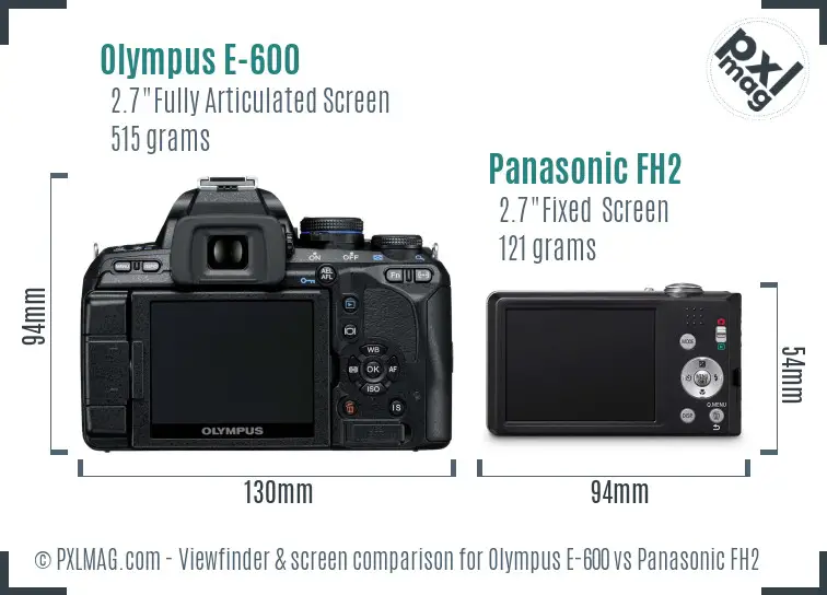 Olympus E-600 vs Panasonic FH2 Screen and Viewfinder comparison