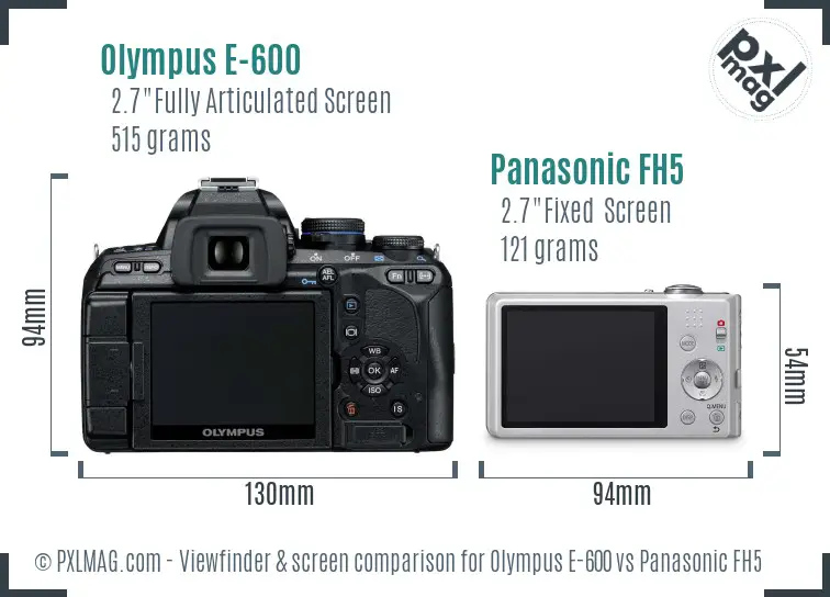 Olympus E-600 vs Panasonic FH5 Screen and Viewfinder comparison