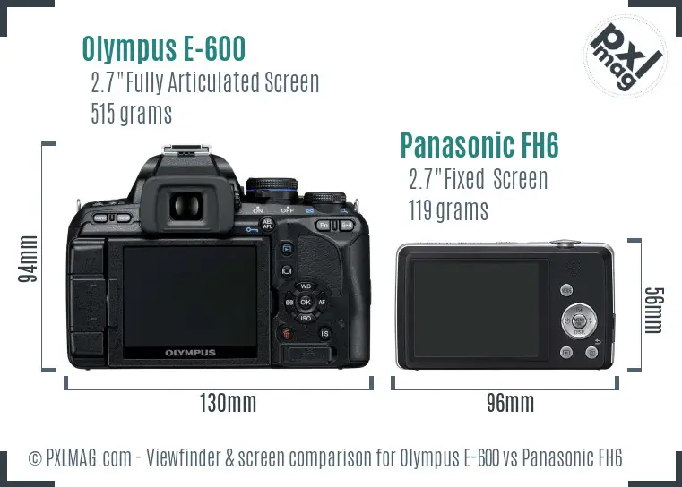 Olympus E-600 vs Panasonic FH6 Screen and Viewfinder comparison