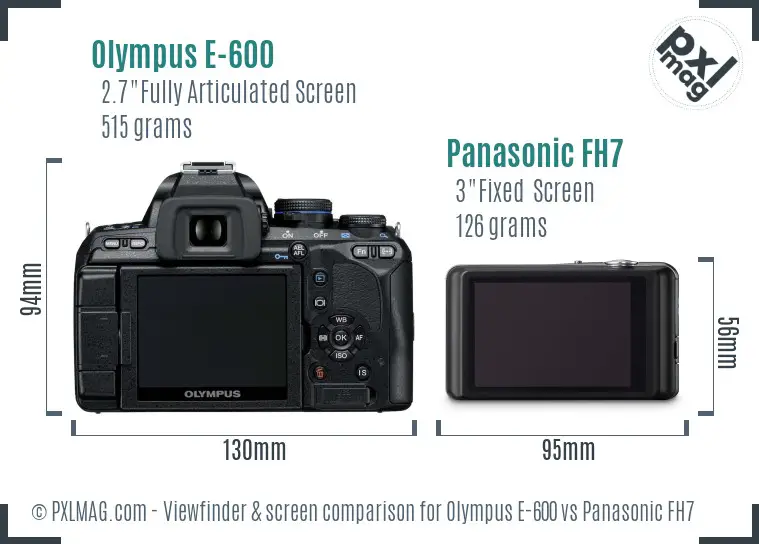 Olympus E-600 vs Panasonic FH7 Screen and Viewfinder comparison
