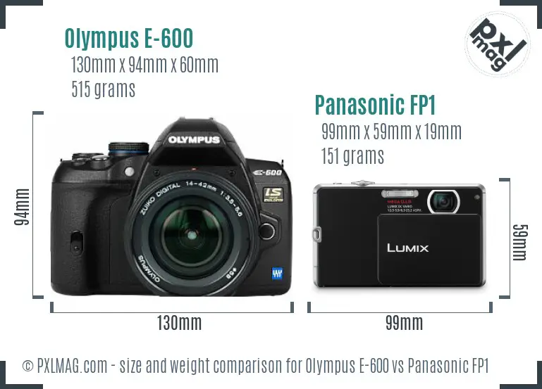 Olympus E-600 vs Panasonic FP1 size comparison