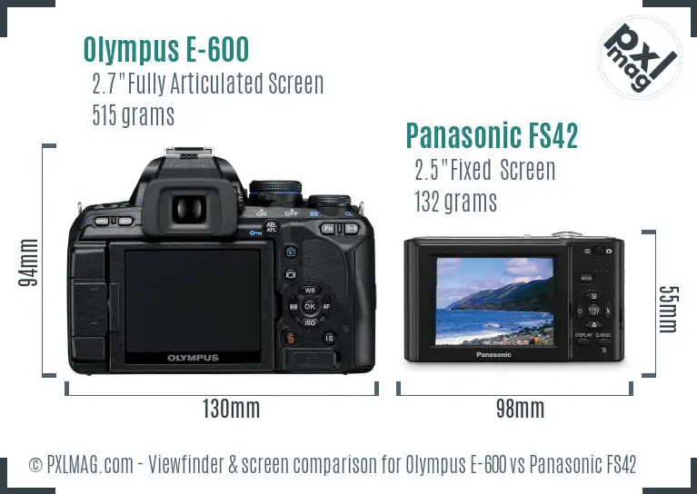 Olympus E-600 vs Panasonic FS42 Screen and Viewfinder comparison