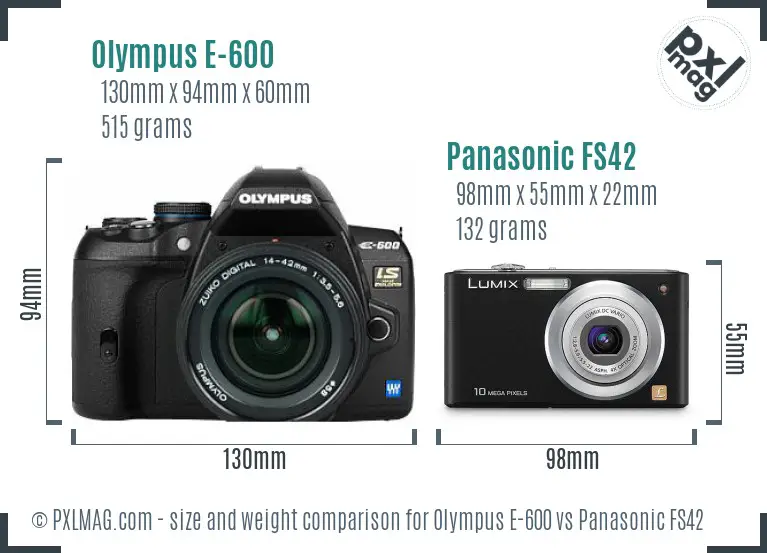 Olympus E-600 vs Panasonic FS42 size comparison