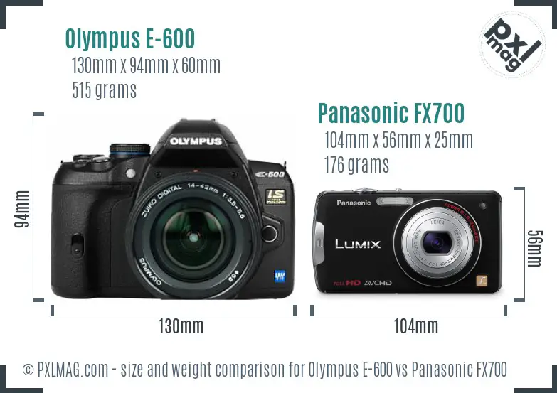 Olympus E-600 vs Panasonic FX700 size comparison