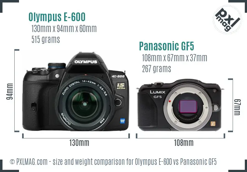 Olympus E-600 vs Panasonic GF5 size comparison