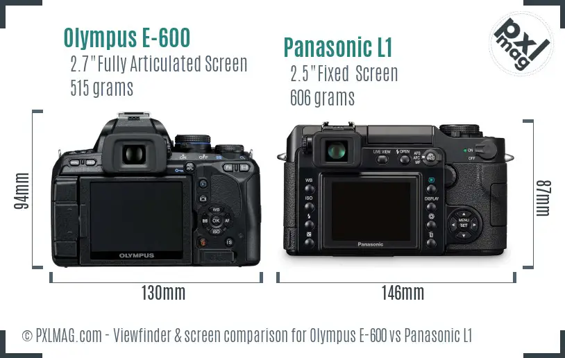 Olympus E-600 vs Panasonic L1 Screen and Viewfinder comparison