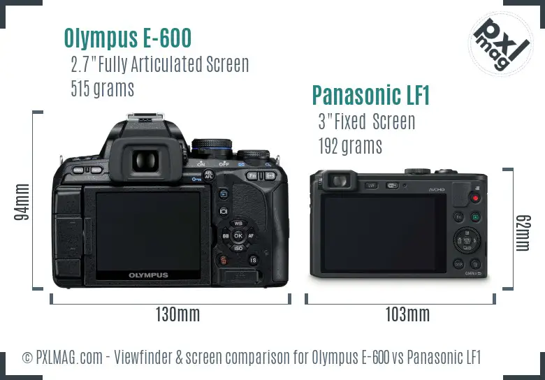 Olympus E-600 vs Panasonic LF1 Screen and Viewfinder comparison