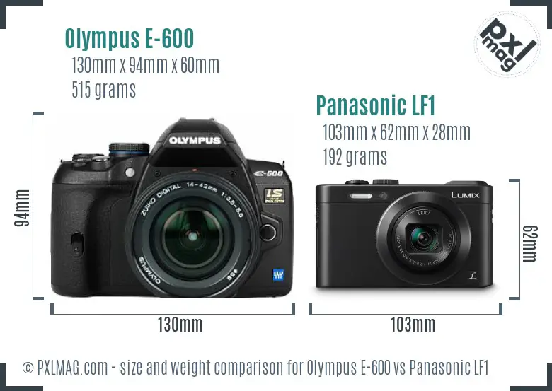 Olympus E-600 vs Panasonic LF1 size comparison