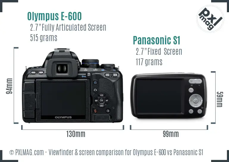 Olympus E-600 vs Panasonic S1 Screen and Viewfinder comparison